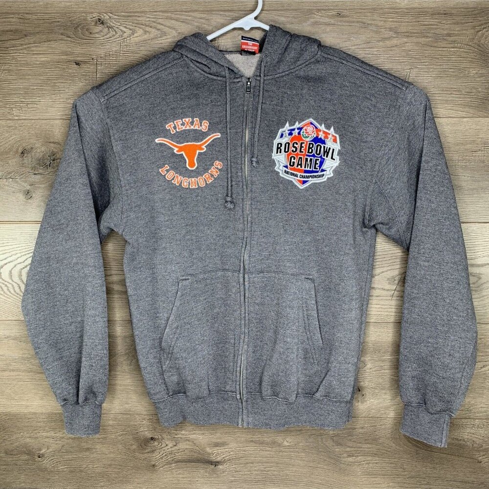Texas Longhorns Rose Bowl Game National Championship Gray Zip Hoodie Unisex Size - Picture 2 of 16